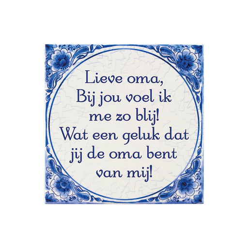 Delfts blauw tegeltje - Lieve Oma