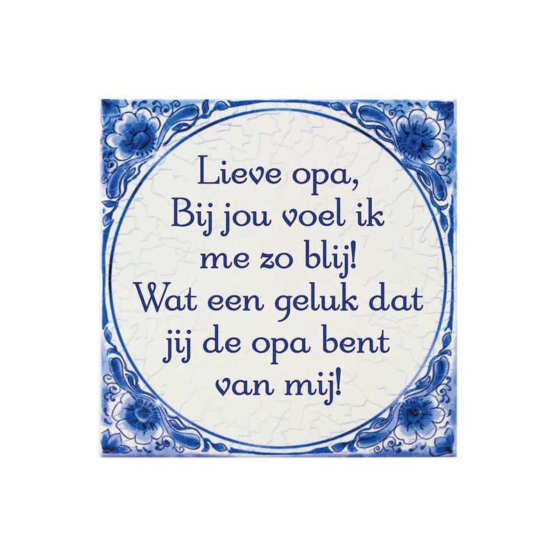 Delfts blauw tegeltje - Lieve Opa
