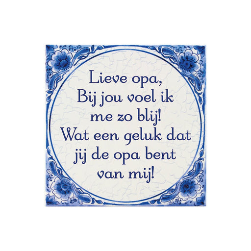 Delfts blauw tegeltje - Lieve Opa