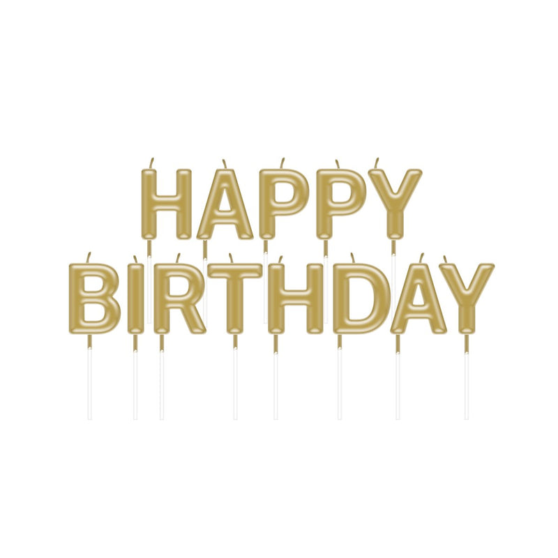 Feestkaarsjes - Happy birthday goud