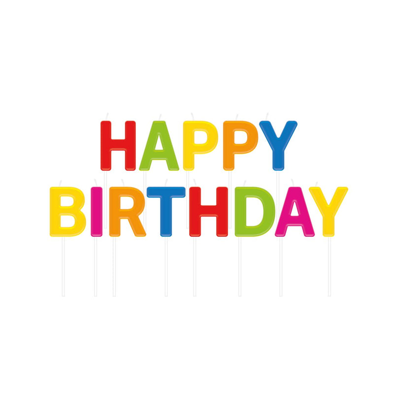 Feestkaarsjes - Happy birthday multi colour