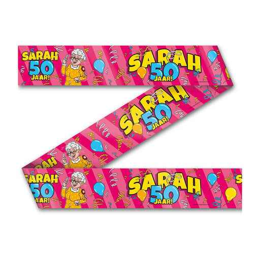 Feestlint - Sarah 50 jaar cartoon