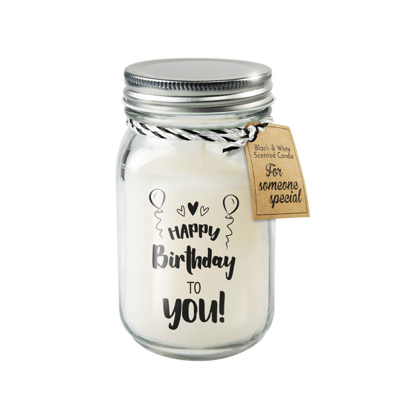 Geurkaars Black & White - Happy birthday