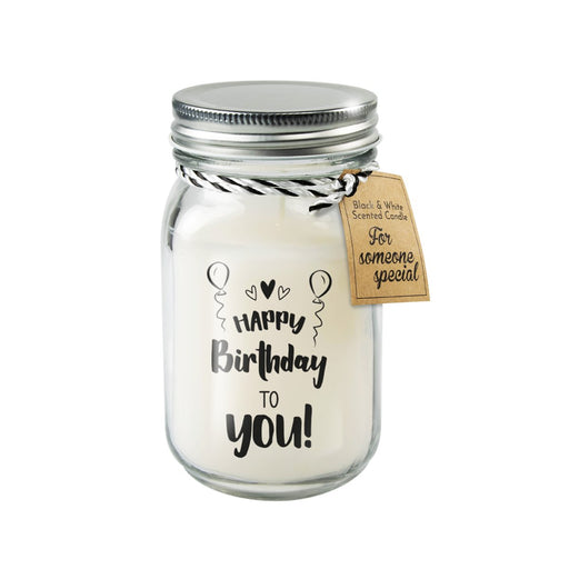 Geurkaars Black & White - Happy birthday