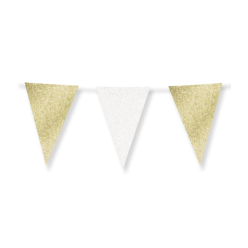 Glittervlaggen 20 x 30 cm - goud and wit