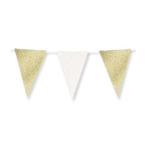 Glittervlaggen 20 x 30 cm - goud and wit