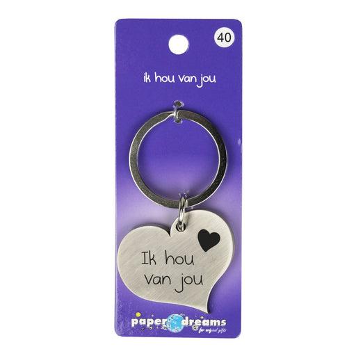 Hart sleutelhanger - Ik hou van jou (zilver)