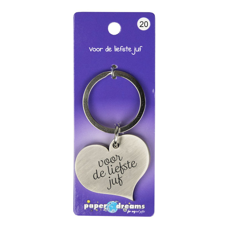 Hart sleutelhanger - Voor de liefste juf