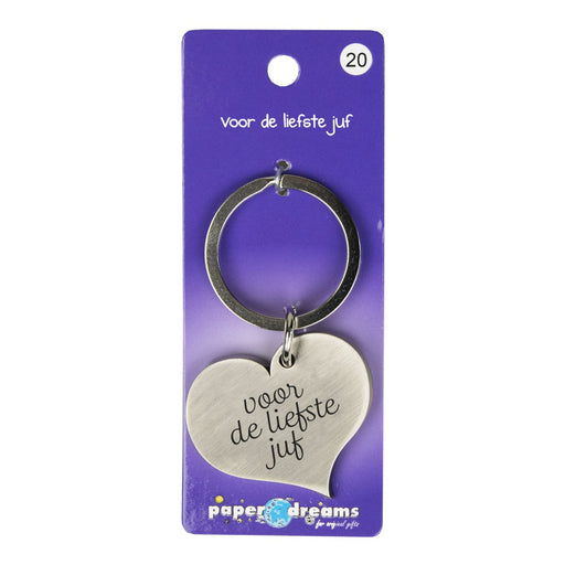 Hart sleutelhanger - Voor de liefste juf