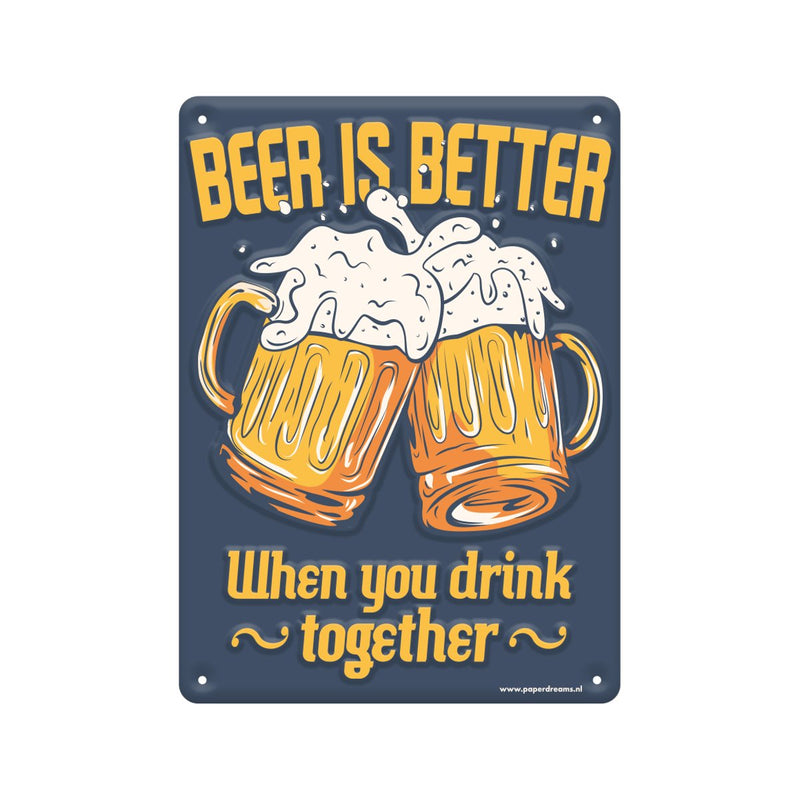 Metalen tekstbord - Beer is better