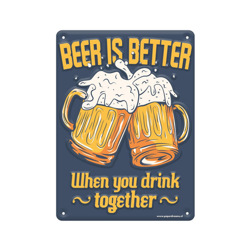 Metalen tekstbord - Beer is better