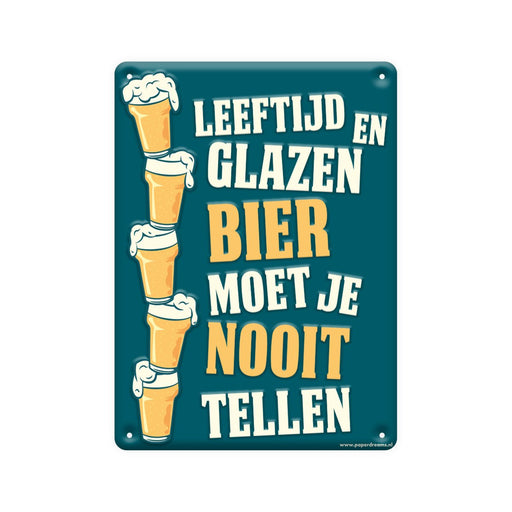 Metalen tekstbord - Leeftijd en glazen bier