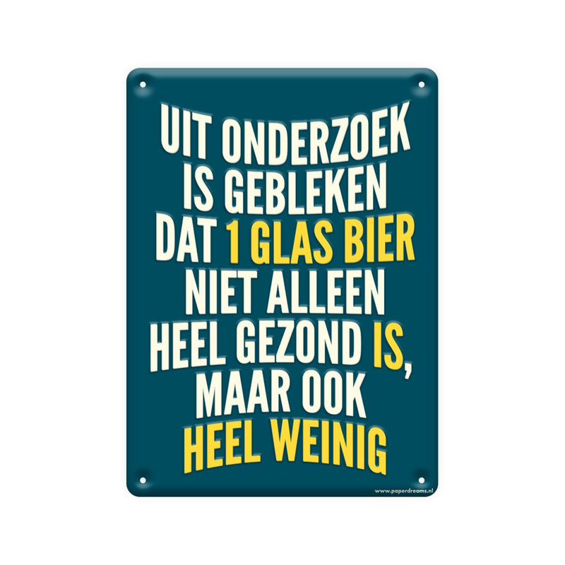 Metalen tekstbord - Uit onderzoek is gebleken