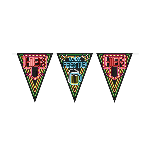 Neon vlaggenlijn - Hier is het feestje