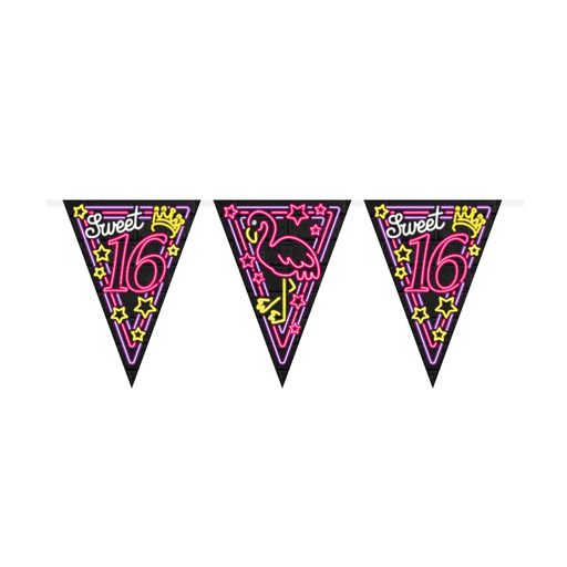 Neon vlaggenlijn - Sweet 16