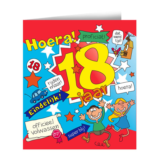 Wenskaart - 18 jaar cartoon