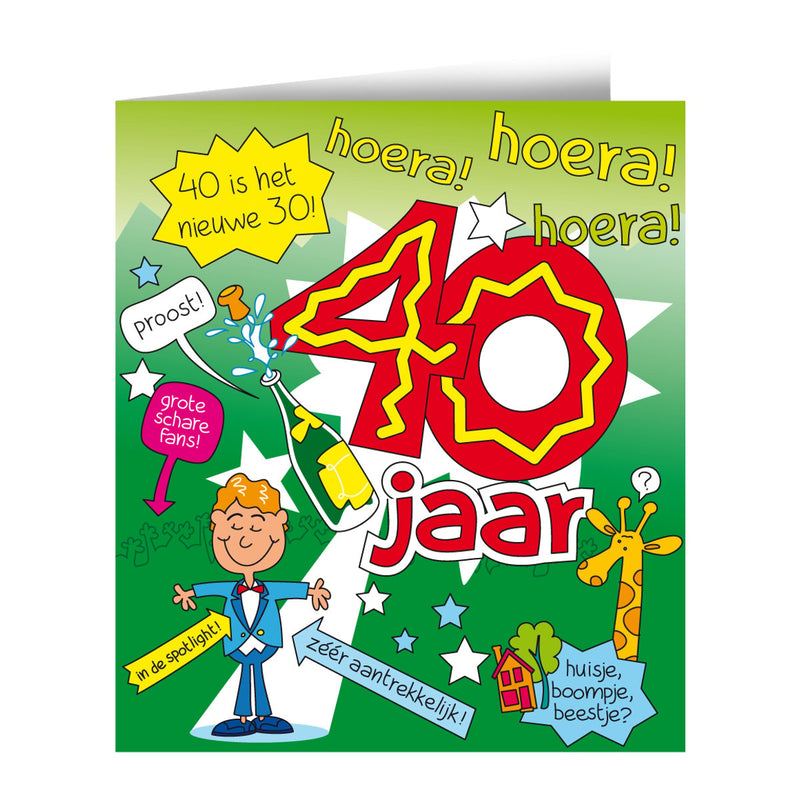 Wenskaart - 40 jaar man cartoon