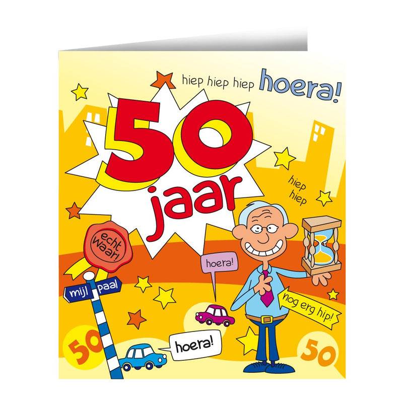 Wenskaart - 50 jaar man cartoon
