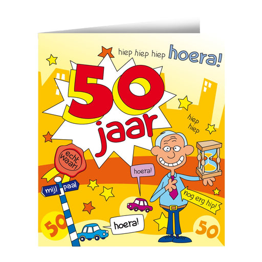 Wenskaart - 50 jaar man cartoon