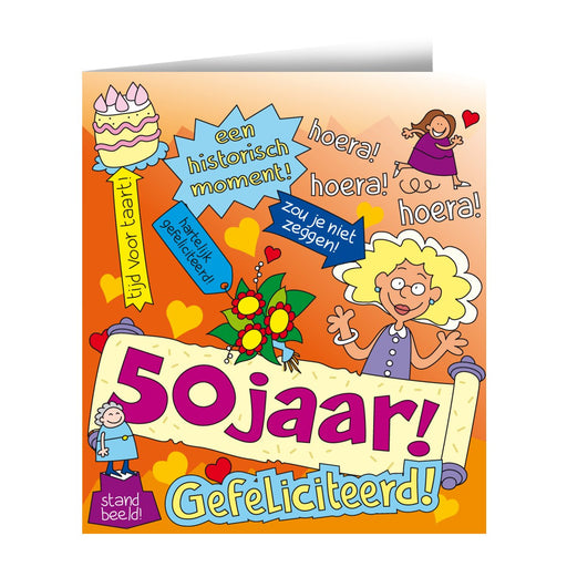 Wenskaart - 50 jaar vrouw cartoon