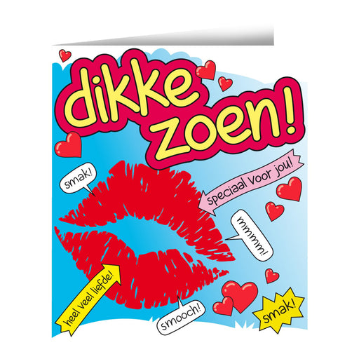 Wenskaart - Dikke zoen cartoon
