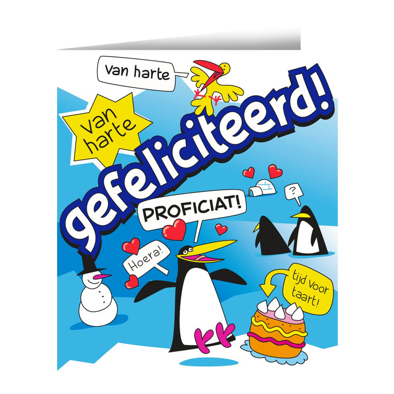 Wenskaart - Gefeliciteerd cartoon