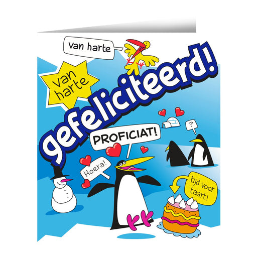 Wenskaart - Gefeliciteerd cartoon