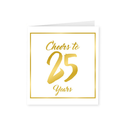 Wenskaart goud/wit - 25 jaar
