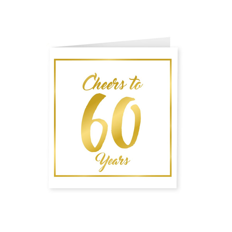 Wenskaart goud/wit - 60 jaar