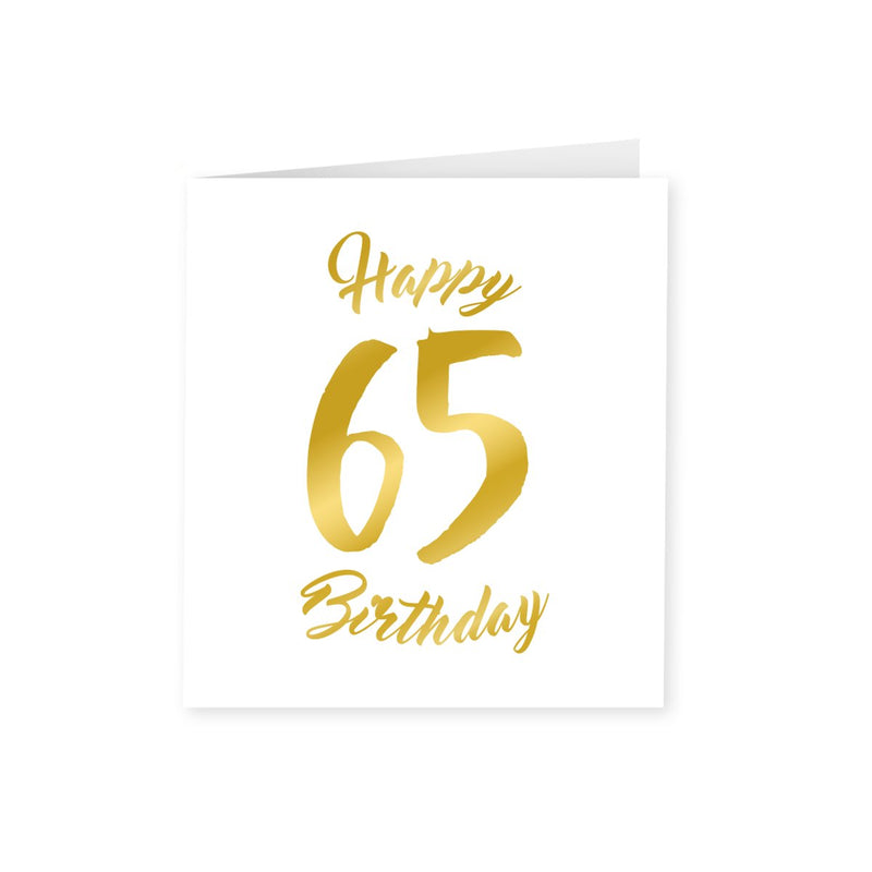 Wenskaart goud/wit - 65 jaar