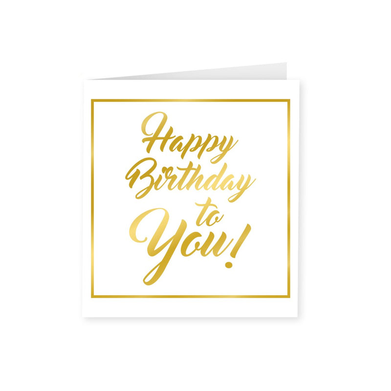 Wenskaart goud/wit - Happy birthday