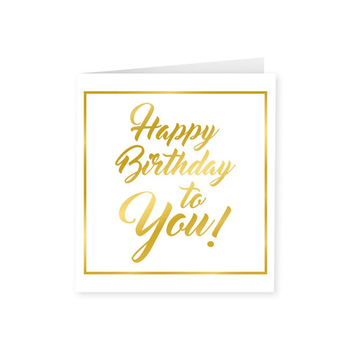 Wenskaart goud/wit - Happy birthday