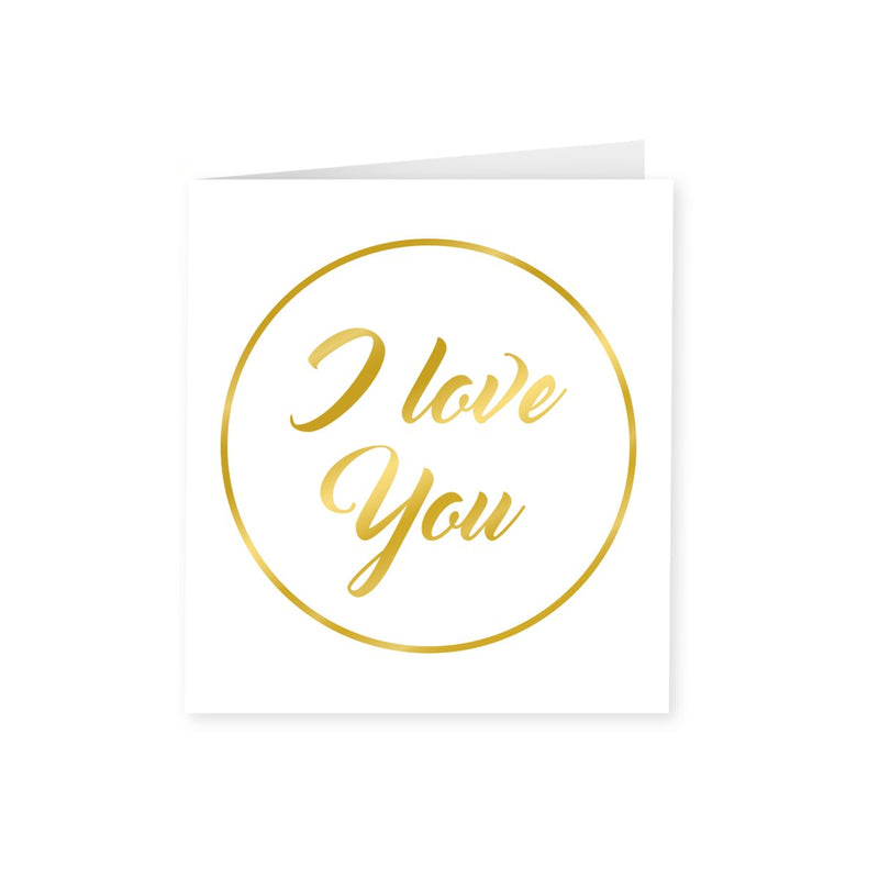 Wenskaart goud/wit - I love you
