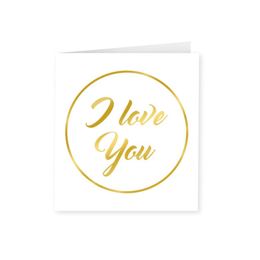 Wenskaart goud/wit - I love you
