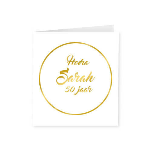 Wenskaart goud/wit - Sarah 50