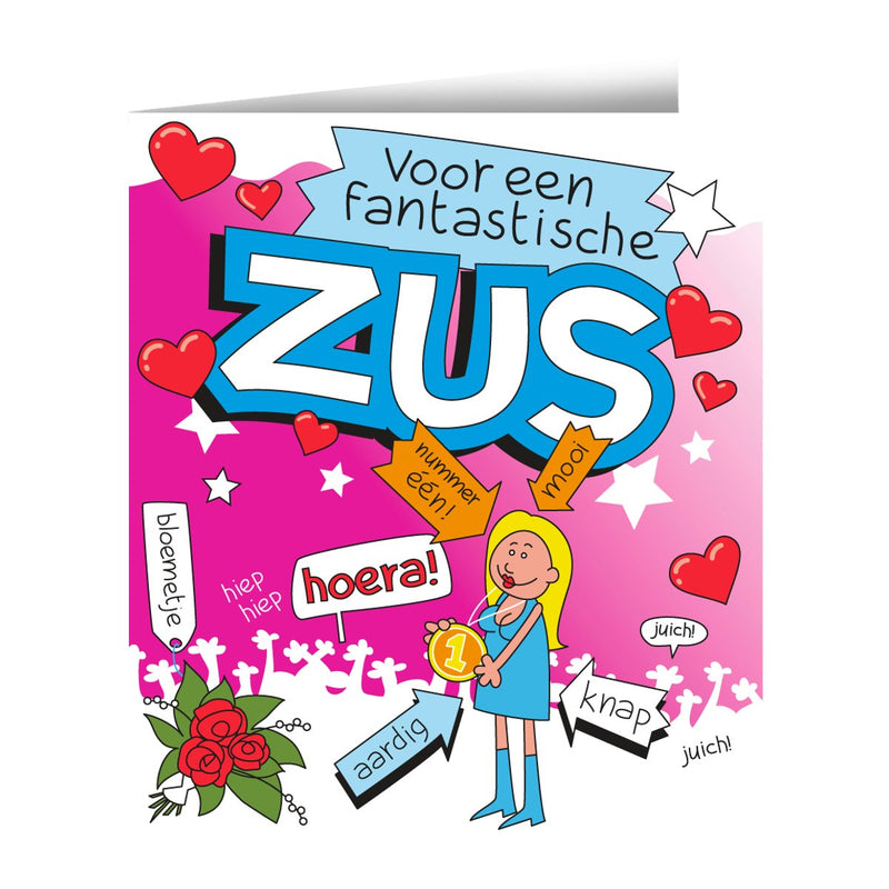 Wenskaart - Zus cartoon