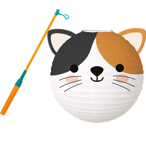 Dierenlampion Kat 25 cm met Lampionstok