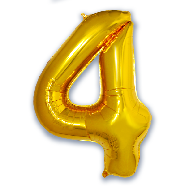 Cijferballon 4 goud - 86 cm