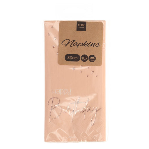 Servetten Happy Birthday Lush Blush 33 cm – 10 Stuks
