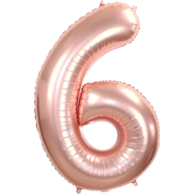 Cijferballon 6 roségoud - 36 cm
