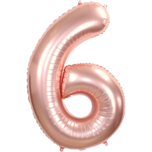 Cijferballon 6 roségoud - 36 cm