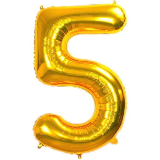 Cijferballon 5 goud - 70 cm
