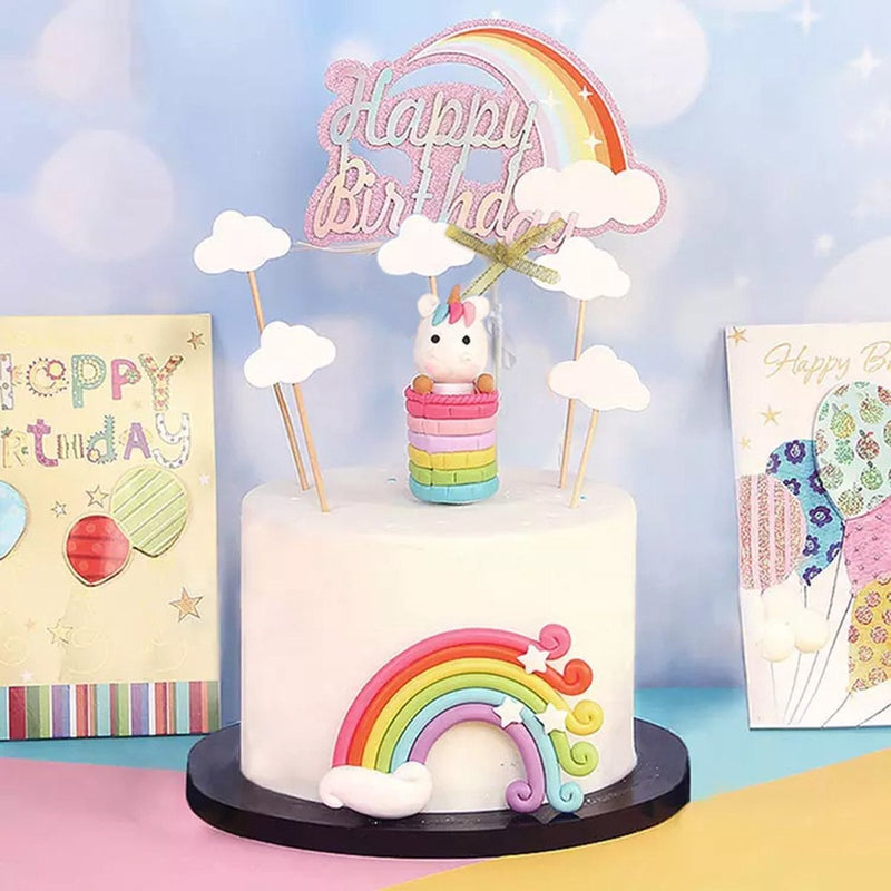Taarttopper Set Happy Birthday Eenhoorn en Regenboog