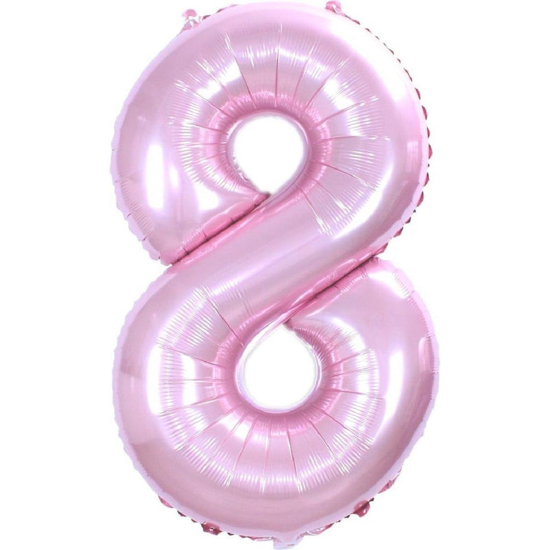 Cijferballon 8 roze - 36 cm
