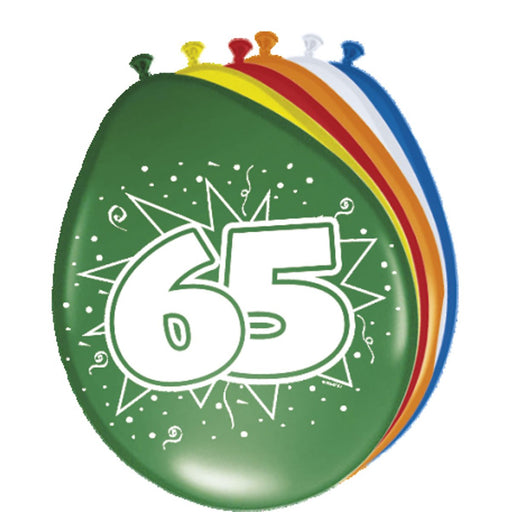 Latex Ballonnen 65 Jaar Multicolor – 8 Stuks