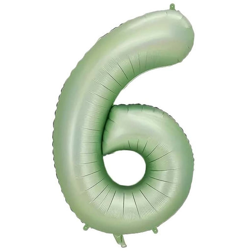 Folie Cijferballon 6 Mintgroen – 86 cm