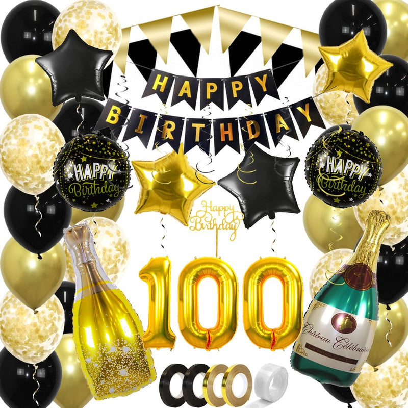 Feestpakket 100 Jaar Goud/Zwart – 60-Delig