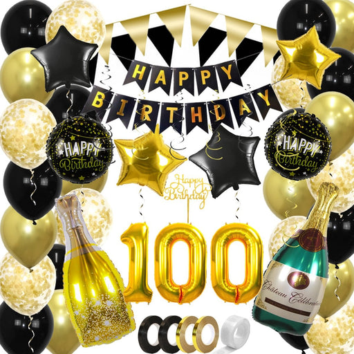 Feestpakket 100 Jaar Goud/Zwart – 60-Delig