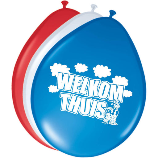 Latex Ballonnen Welkom Thuis Rood/Wit/Blauw – 8 Stuks