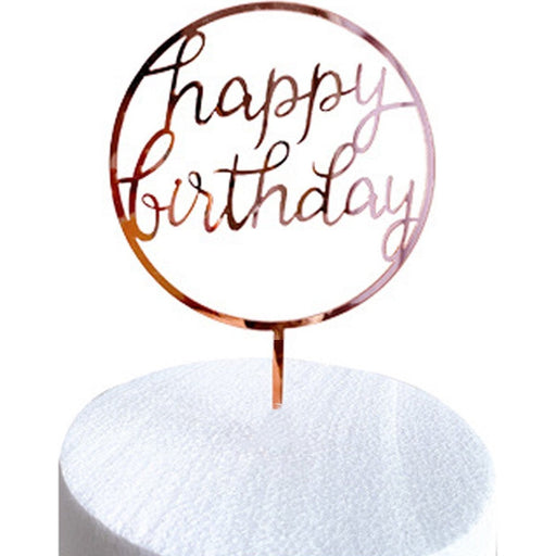 Taarttopper Happy Birthday Roségoud – Cirkel
